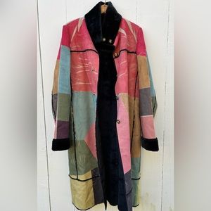Colorblock Faux Shearling Coat